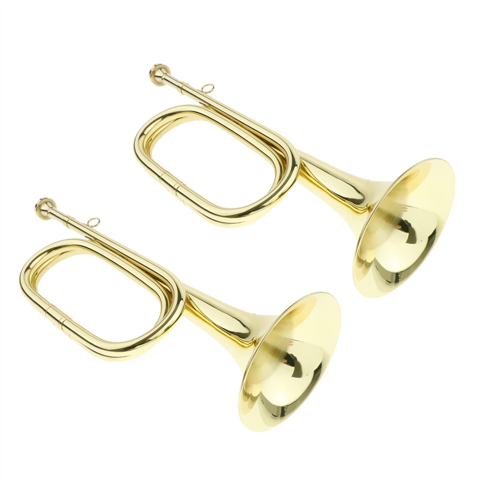 Set of 2 Kids Brass Trumpet Marching Bugle - Musical Instrument for Children's Band Practice & Birthday Gifts | Perfect for School Parades, Music Lessons & Beginner Musicians