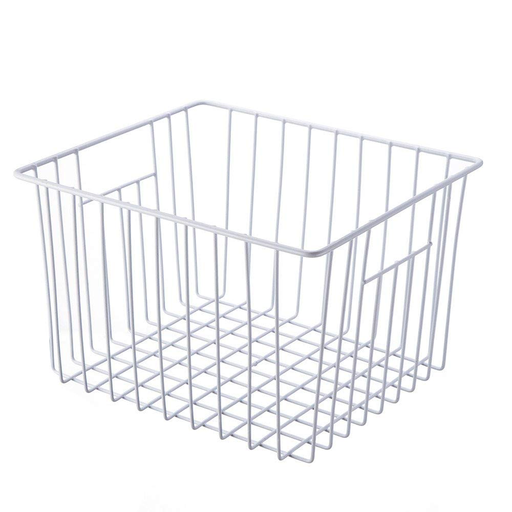 Freezer Storage Bins & Refrigerator Organizer Baskets with Handles - 4 Pack Pearl White Wire Bins (11x10x5.5in) for Kitchen, Pantry, Cabinet & Closet Organization | Perfect for Food Storage, Meal Prep & Home Decluttering