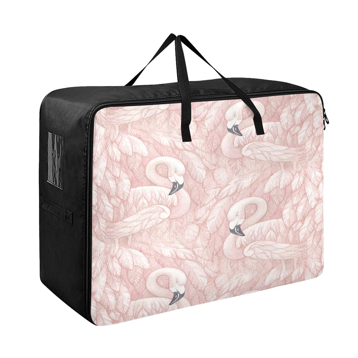 Blueangle Pink Flamingo Storage Bags - Extra Large Clothes Organizer with Reinforced Handles for Comforters, Bedding, Blankets & Seasonal Clothing | Space-Saving Storage Solution for Closets, Dorms & Travel