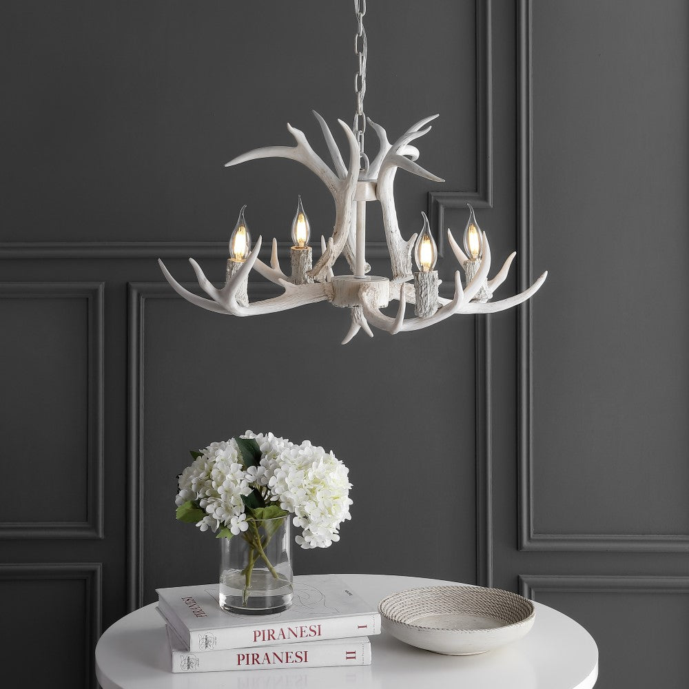 Eldora Adjustable Resin Antler LED Chandelier Light Fixture - Rustic Modern Lighting for Dining Room, Living Room, Cabin & Lodge Decor