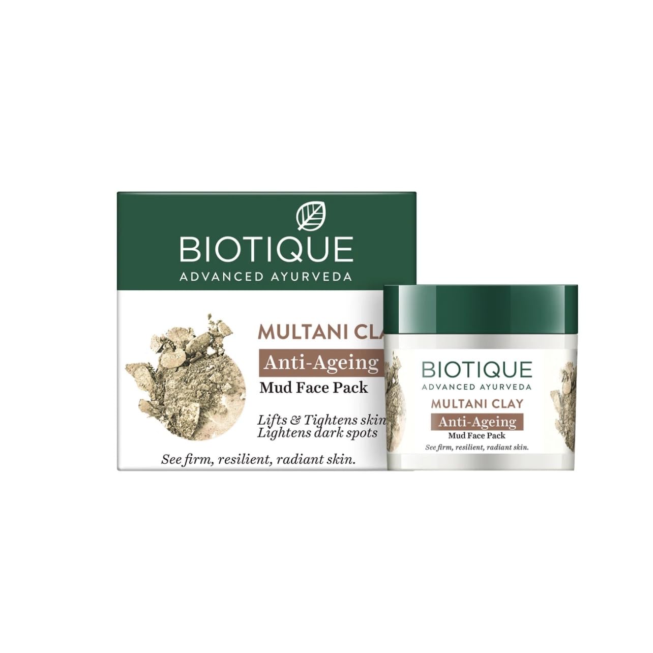 Biotique Multani Clay Anti-Aging Mud Face Mask for All Skin Types - 75g | Deep Cleansing & Rejuvenating Facial Treatment for Glowing Skin at Home or Spa