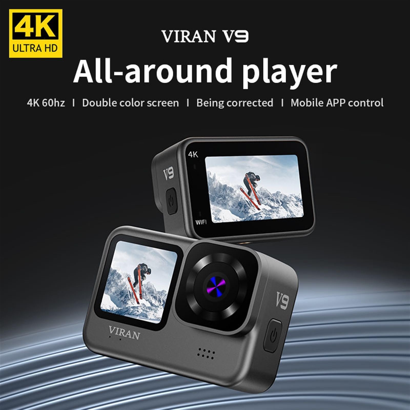 MZZYG 4K/60FPS WiFi Action Camera with Remote Control, Anti-Shake Waterproof Sports Camera - 16GB - Perfect for Surfing, Skiing, Cycling & Outdoor Adventures (XJ-V9-16G)