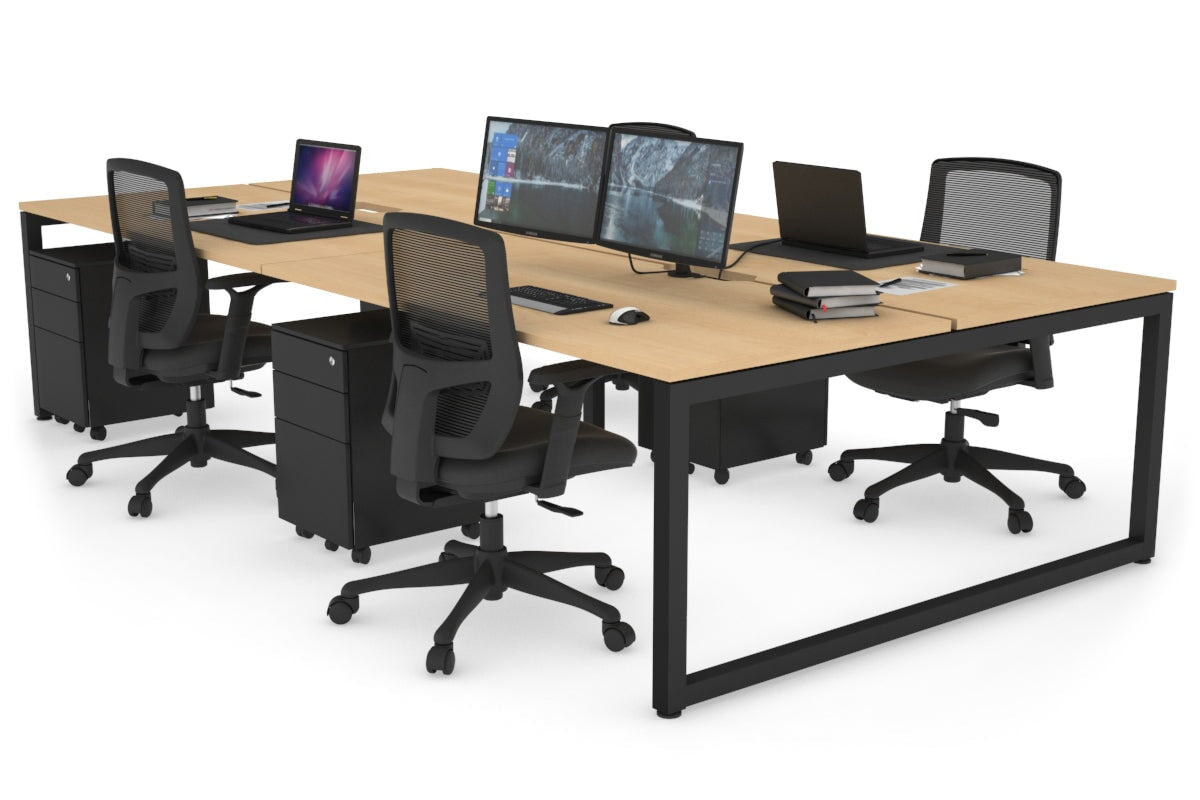Quadro Loop Legs 4 Person Office Workstation - 1800L x 800W with Cable Management Scallop - Ideal for Collaborative Workspaces & Open Office Environments