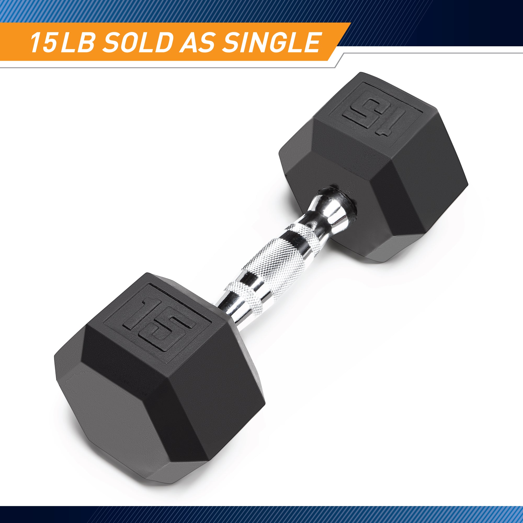 Marcy 15lb Rubber Hex Dumbbell - Premium Home Gym Equipment for Strength Training, Weightlifting & Fitness | Perfect for Home Workouts, CrossFit & Bodybuilding