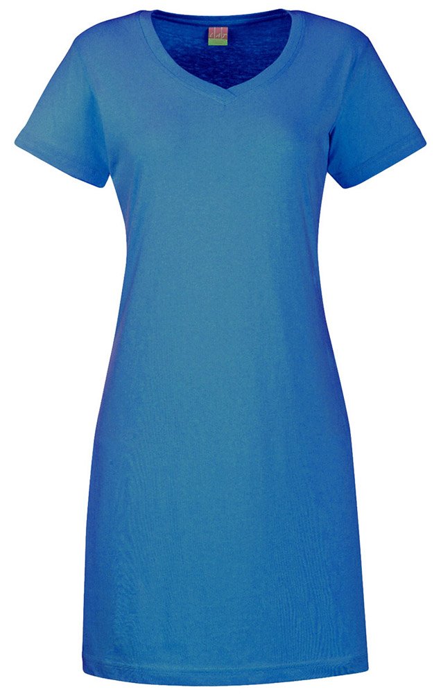 LAT Women's Fashionable Topstitch Ribbed Dress T-Shirt - Cobalt Blue, L/XL - Casual Wear, Office Outfit, Party Dress, Everyday Comfort
