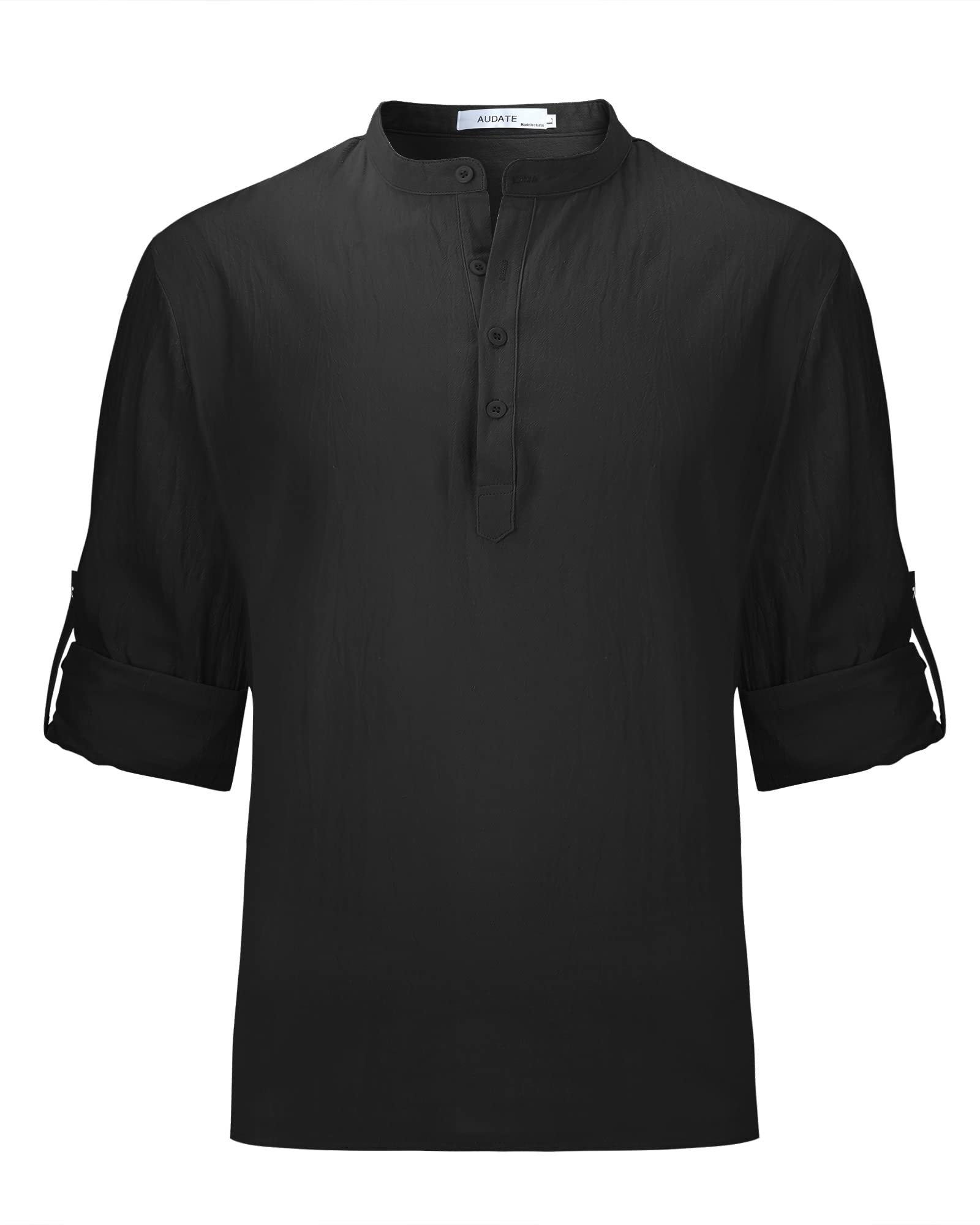 Men's Long Sleeve Casual Cotton Shirt - Solid Color Henley Top for Beach, Yoga & Everyday Wear | Breathable Comfort Fit for Men