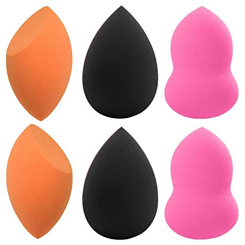 AVEU Beauty 6 Pcs Makeup Sponge Set - Non-Latex Blender Sponges for Foundation & Concealer, Multi-Colored Beauty Blending Sponges for Dry & Wet Use - Professional Makeup Tools for Flawless Face Makeup Application (Perfect for Daily Use, Travel & Professional Makeup Artists)