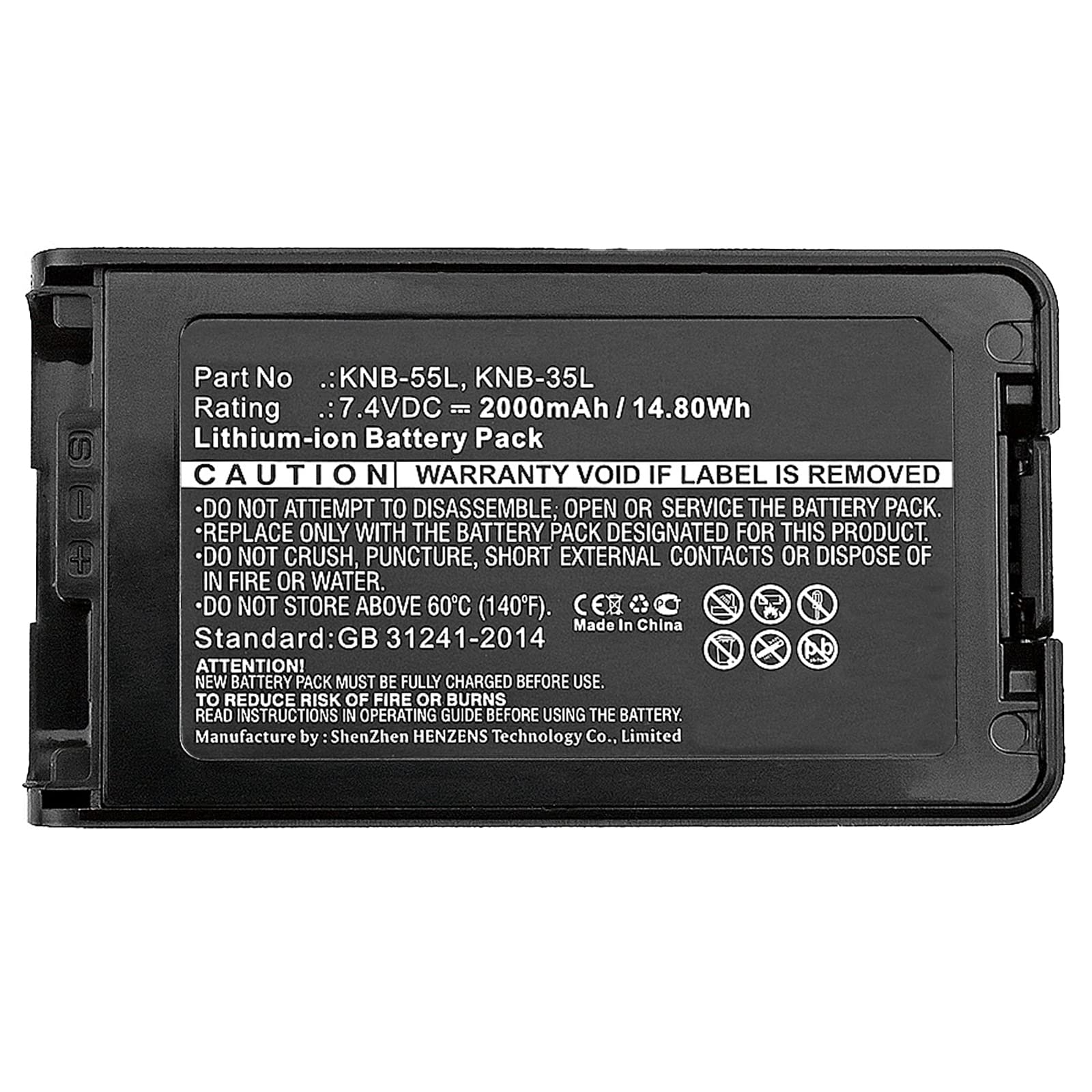 Synergy Digital 2-Way Radio Battery - High Capacity 2000mAh Li-ion 7.4V Replacement for Kenwood KNB-55L & KNB-24L - Perfect for Business, Security, and Outdoor Communication