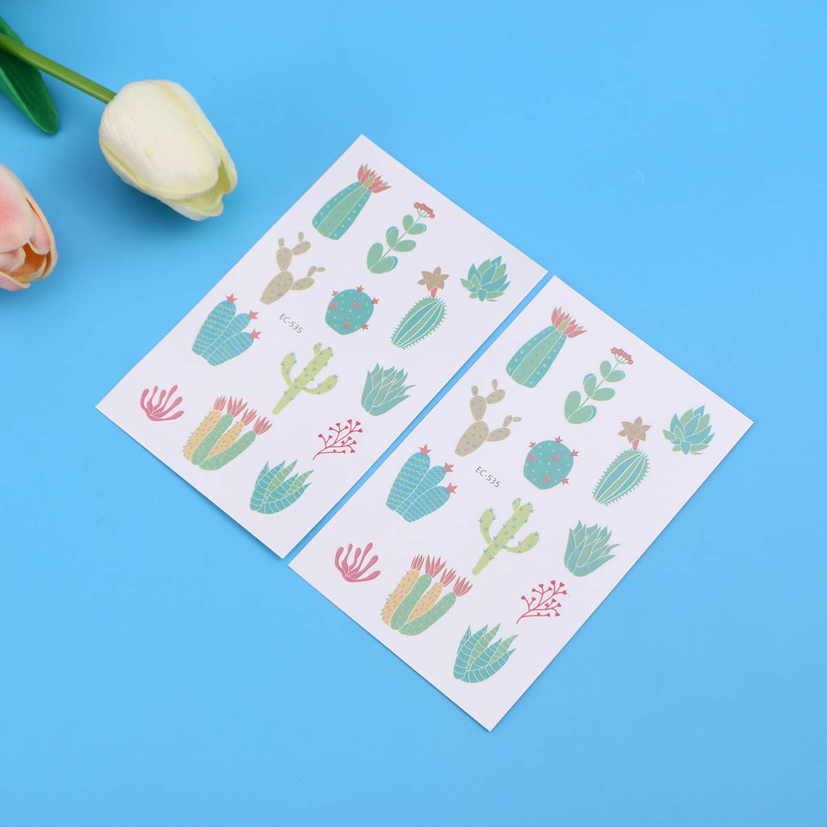 10 Sheets Temporary Tattoos for Kids - Cactus Plant Fake Tattoo Stickers, Waterproof & Safe, Fun Body Art for Parties, Halloween & Summer Activities