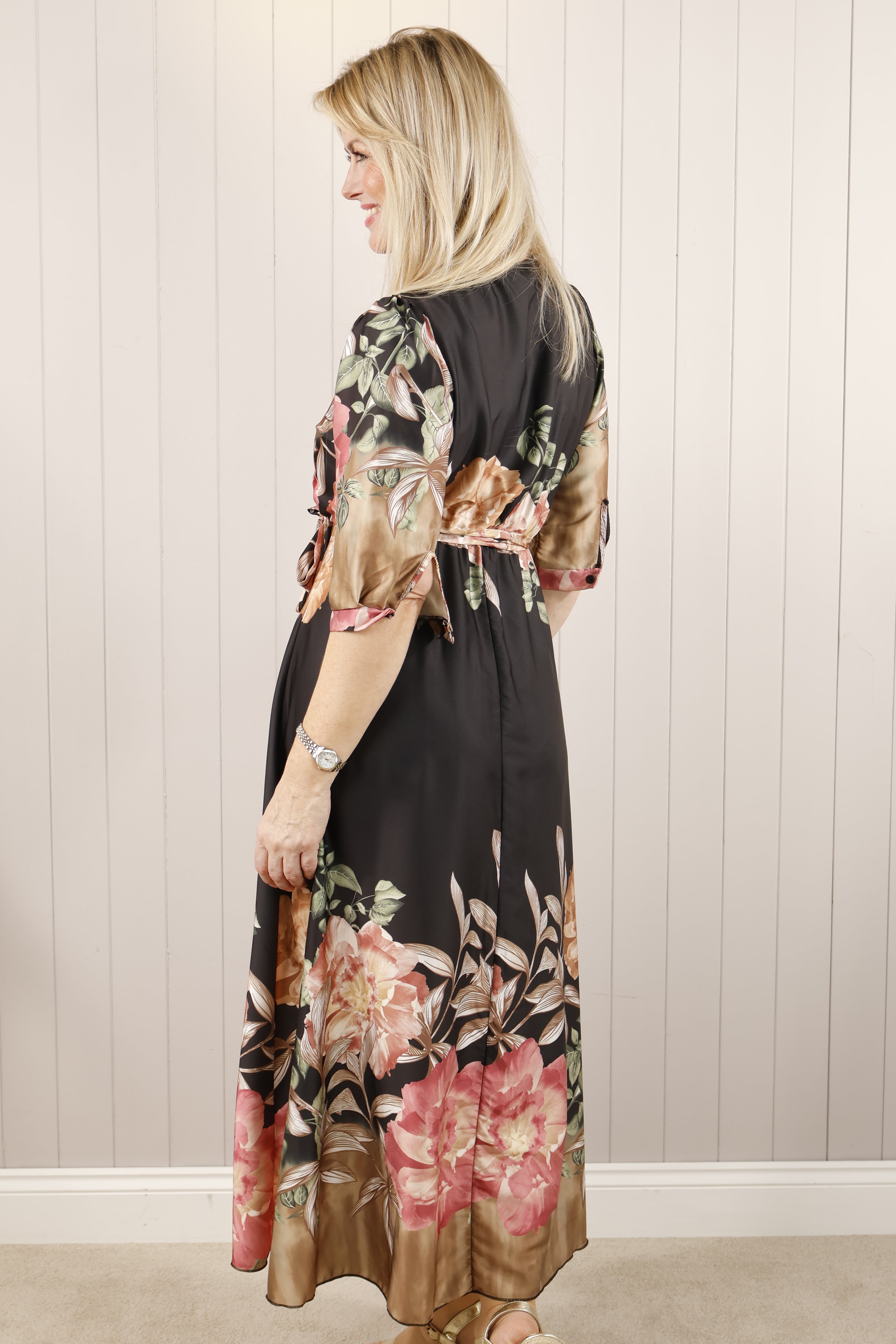 Nicole Floral Black Dress for Women - Elegant Summer Party, Wedding Guest & Casual Outfit