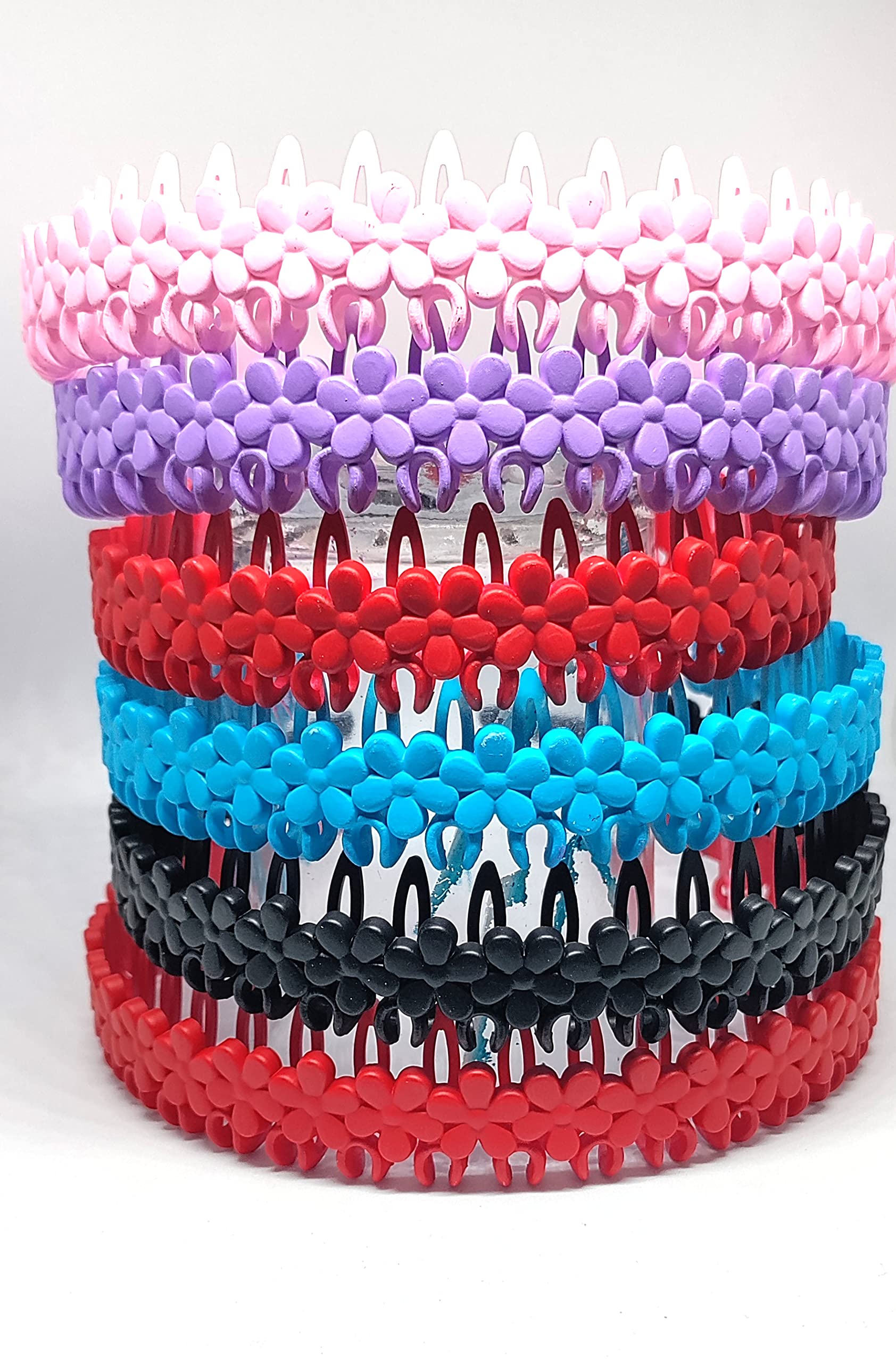 Trendy Plastic Floral Hair Bands for Women & Girls - 6 Pack Headbands for Everyday Wear, Fashion Accessories, School, Work & Party Use