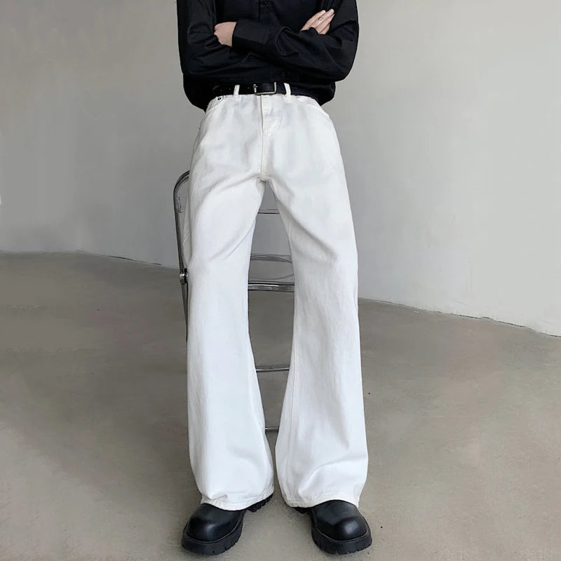 American Style Men's Jeans - Casual Straight Wide Leg Denim Pants for Men with Loose Fit & Zipper | Solid Color Trendy Male Bottoms (Style 9C6405) | Perfect for Everyday Wear, Street Fashion & Casual Outings