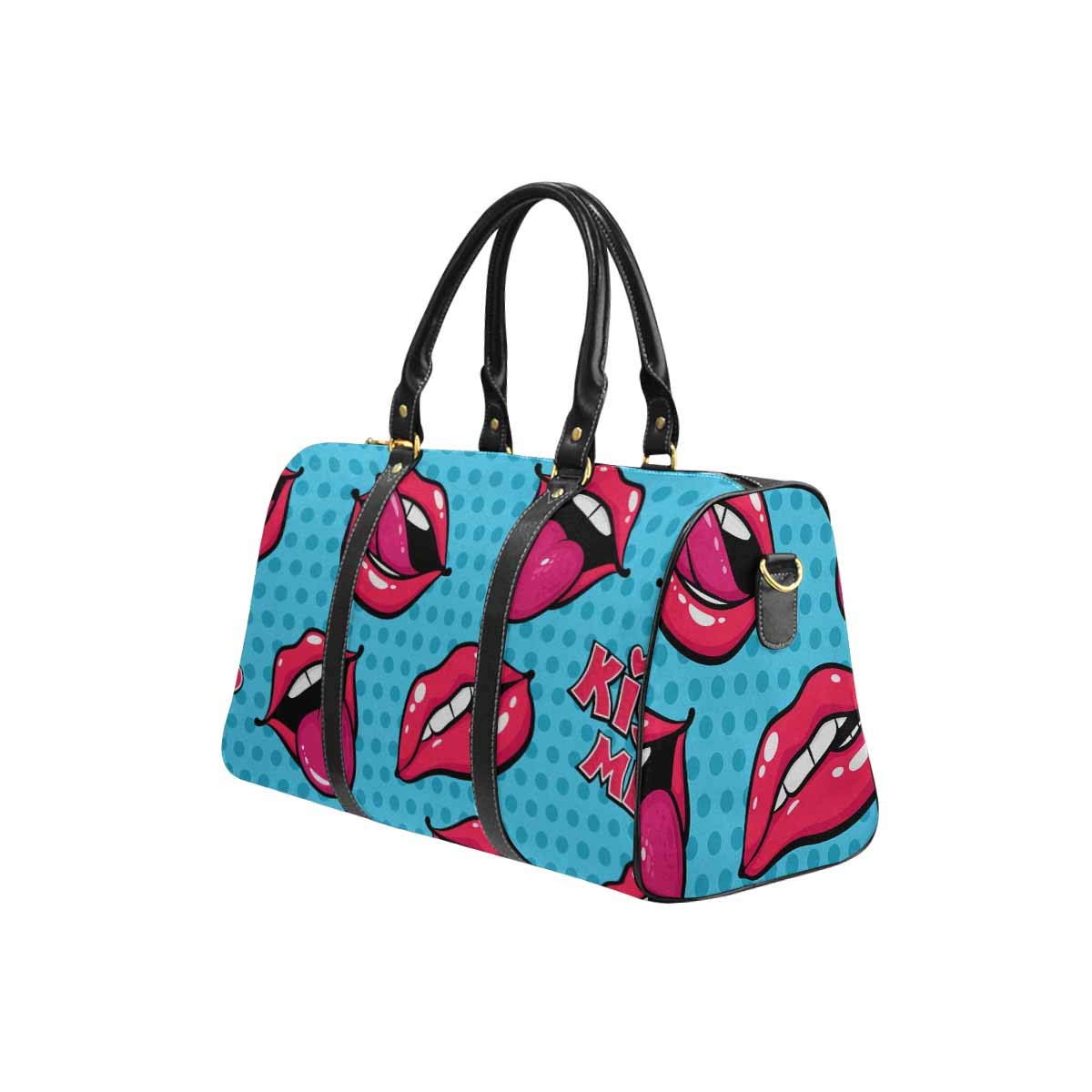 **INTERESTPRINT Women's Lips & Kiss Design Waterproof Travel Duffel Bag - Lightweight Overnight Gym Bag for Women, Perfect for Workouts, Weekend Trips & Beach Getaways**
