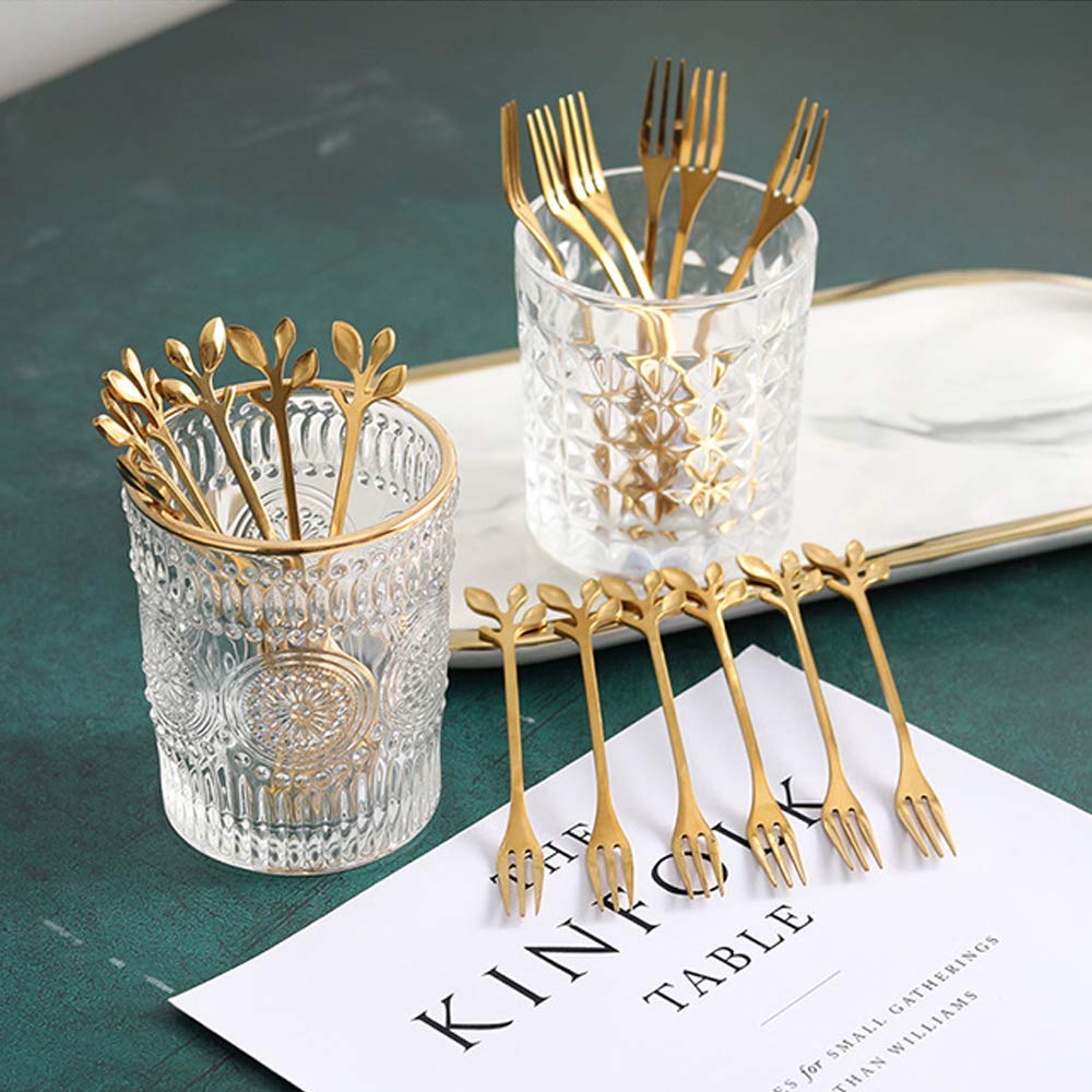AnSaw 20-Piece Mini Gold Coffee Spoons & Dessert Forks Set, 4.7