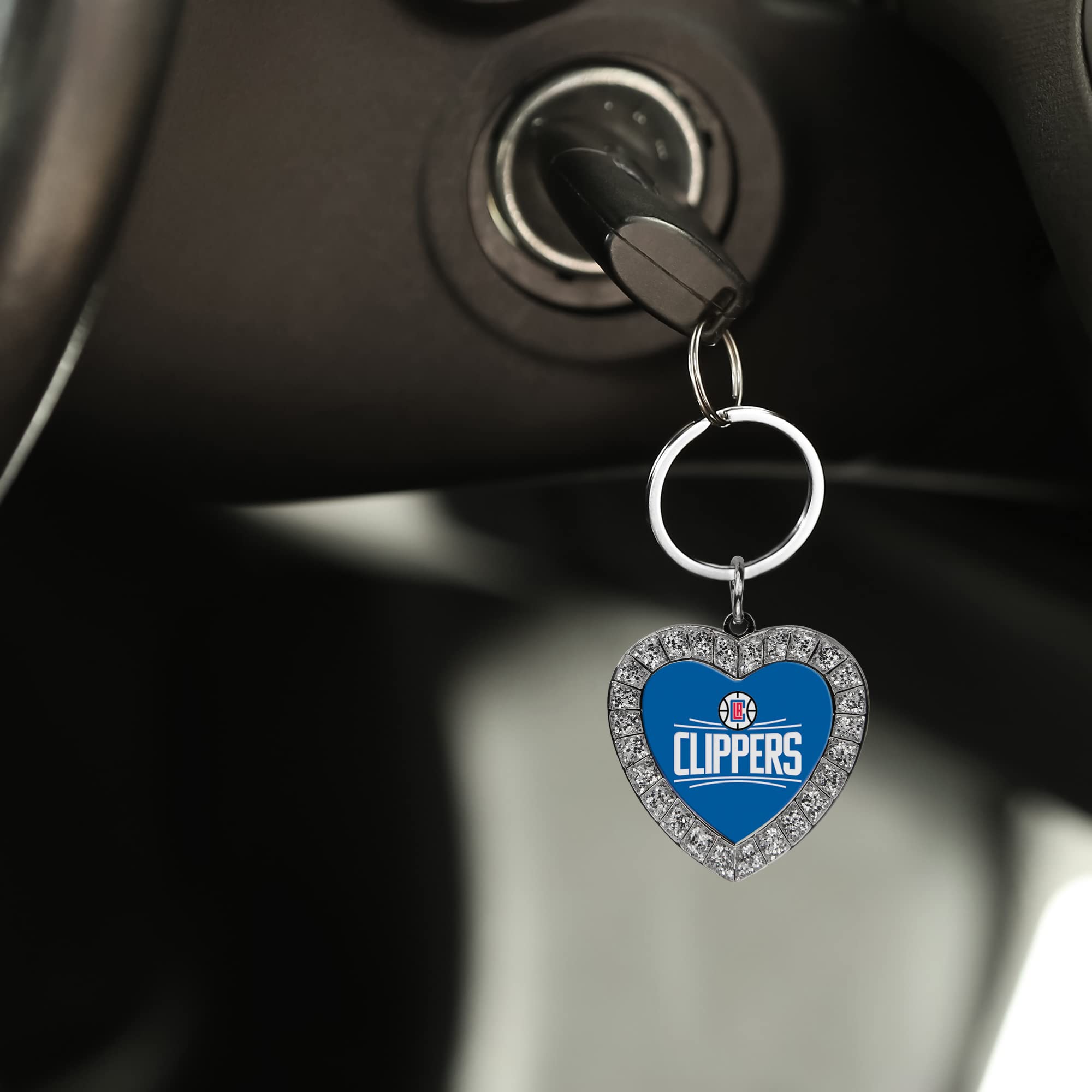 NCAA Unisex Metal Rhinestone Heart Keychain - Perfect for Gifts, School Spirit & Game Day Accessories