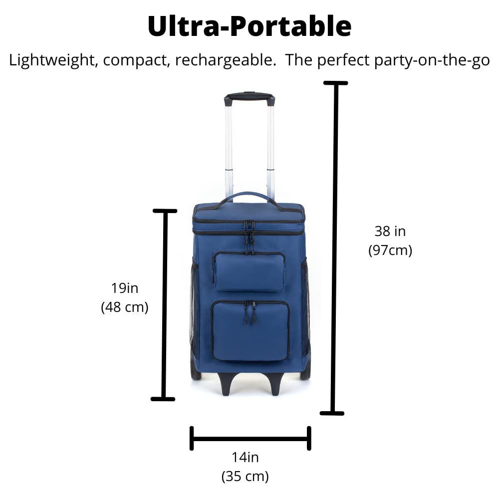 #1 Best Selling Rolling Cooler with Bluetooth Speakers - 20W Portable Rechargeable Cooler for Outdoor Parties, Beach, Camping & Tailgating | Compatible with iPhone & Android (Blue) - Perfect for BBQs, Music Festivals, Boat Trips & Picnics