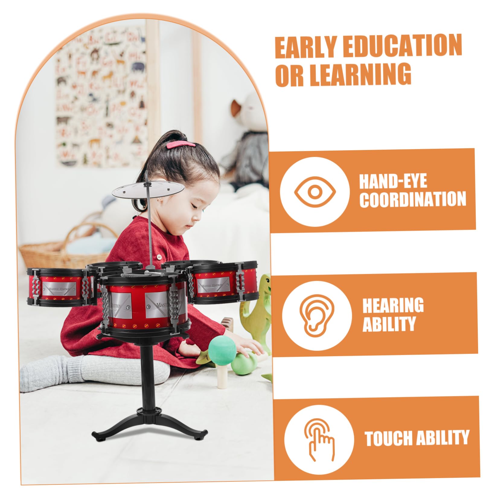 QUMIIRITY Kids Drum Set - Early Learning Musical Toy for Toddlers & Children, Percussion Instruments for Baby & Preschoolers - Perfect for Home Play, Classroom Activities & Birthday Gifts
