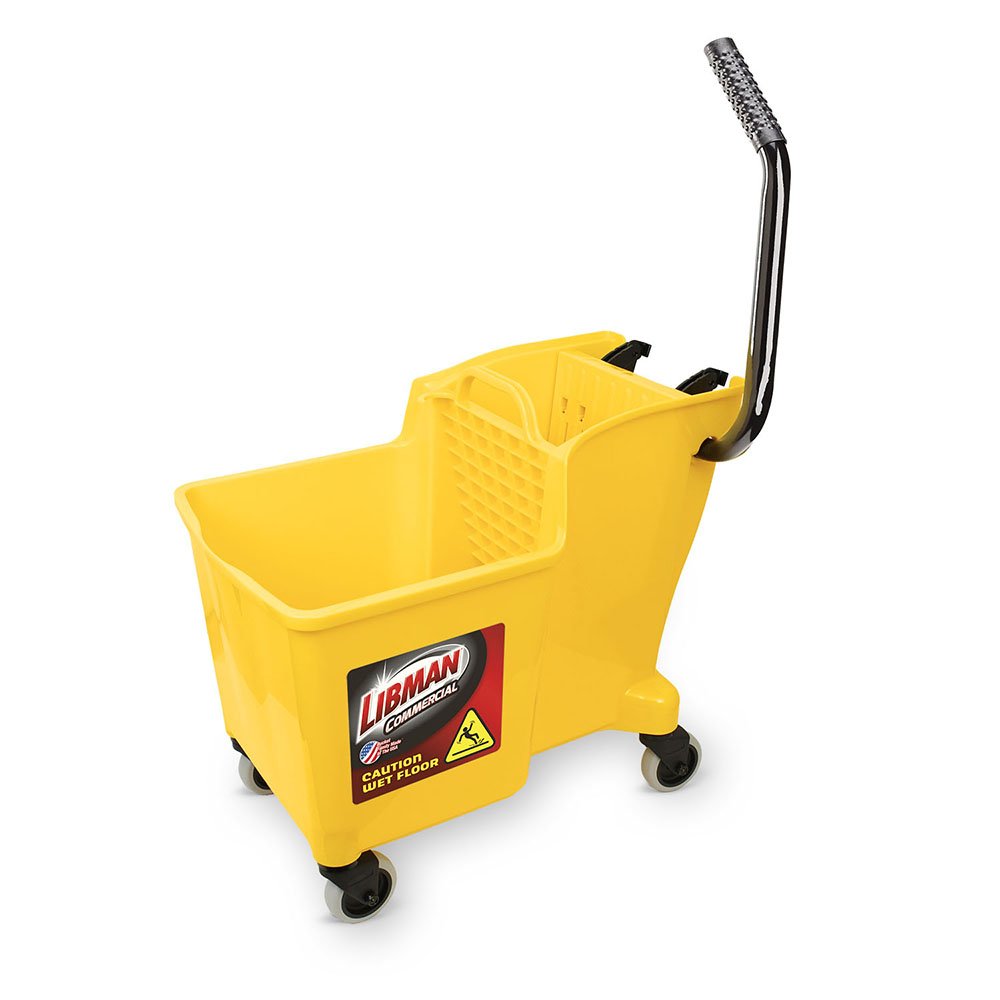 Libman Commercial 1095 Yellow Polypropylene One-Piece Bucket with Wringer - Heavy Duty Cleaning for Restaurants, Hospitals & Industrial Use