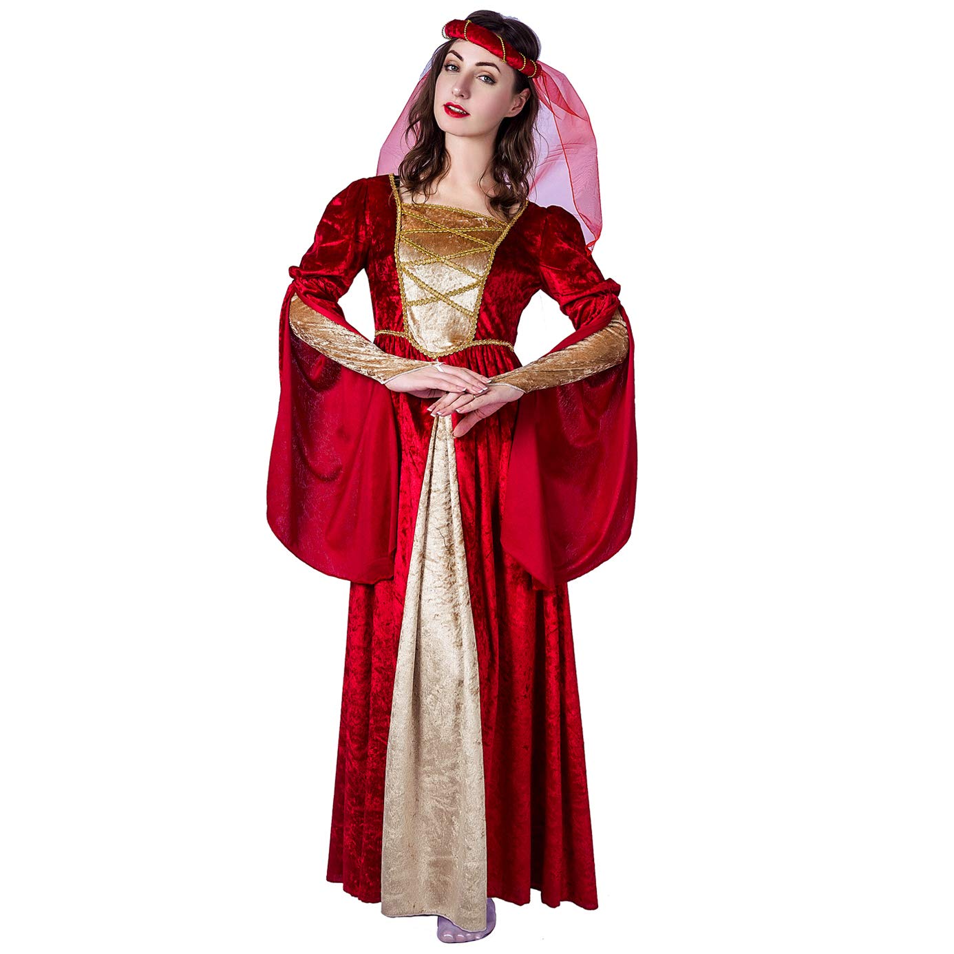 PGOND Women's Medieval Princess Costume - Elegant Renaissance Dress for Halloween, Cosplay, LARP & Fairy Tale Theme Parties | Plus Size Options Available