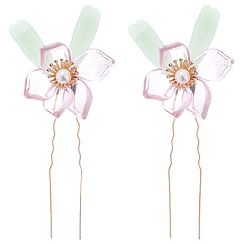 Vintage U-Shaped Hair Sticks for Women - 2pcs Antique Style Rhinestone Bridal Hair Clips with Green Crystals - Perfect for Weddings, Prom & Formal Events