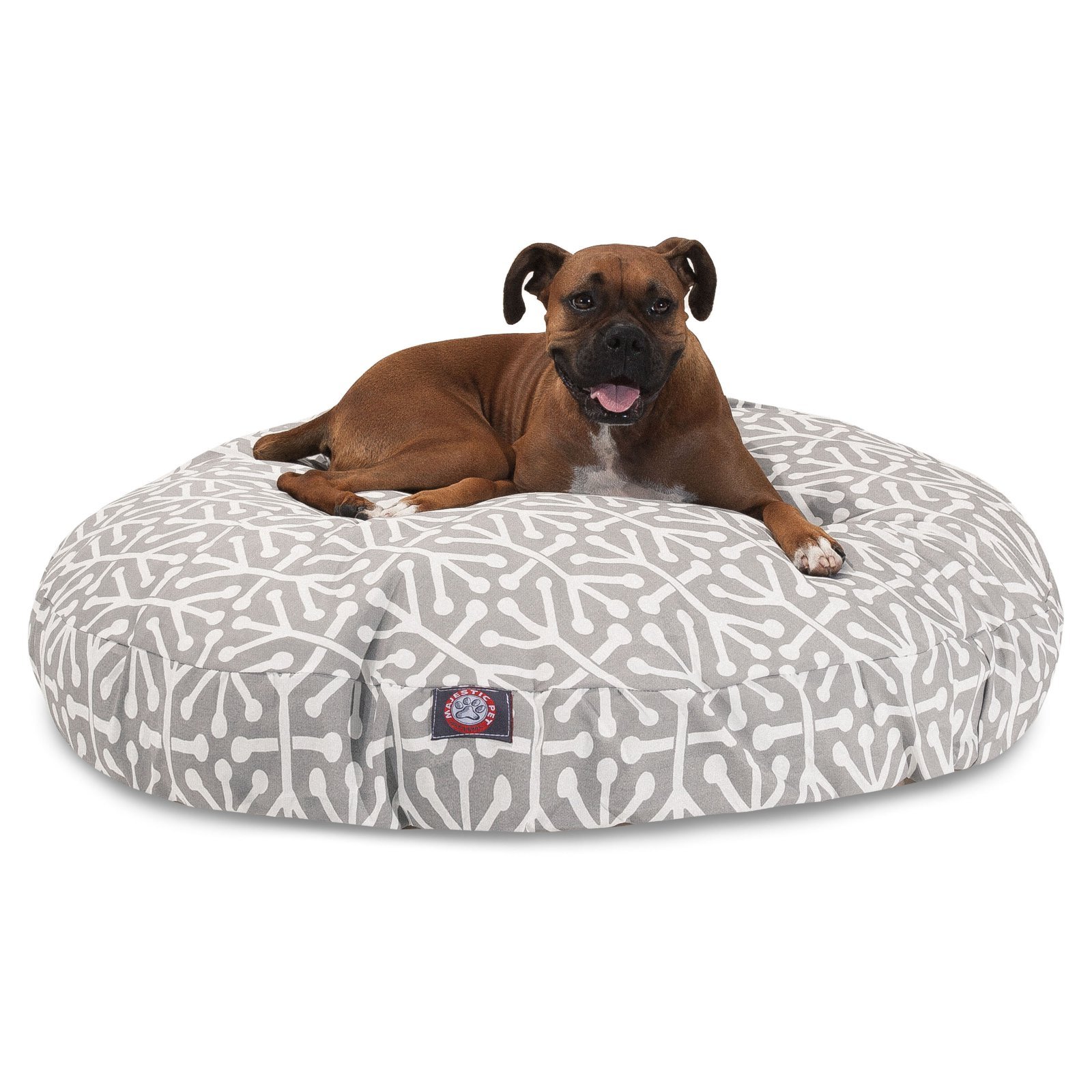 Majestic Pet Products Orange Aruba Medium Round Indoor/Outdoor Dog Bed - Removable & Washable Cover - Perfect for Living Room, Patio or Kennel Use