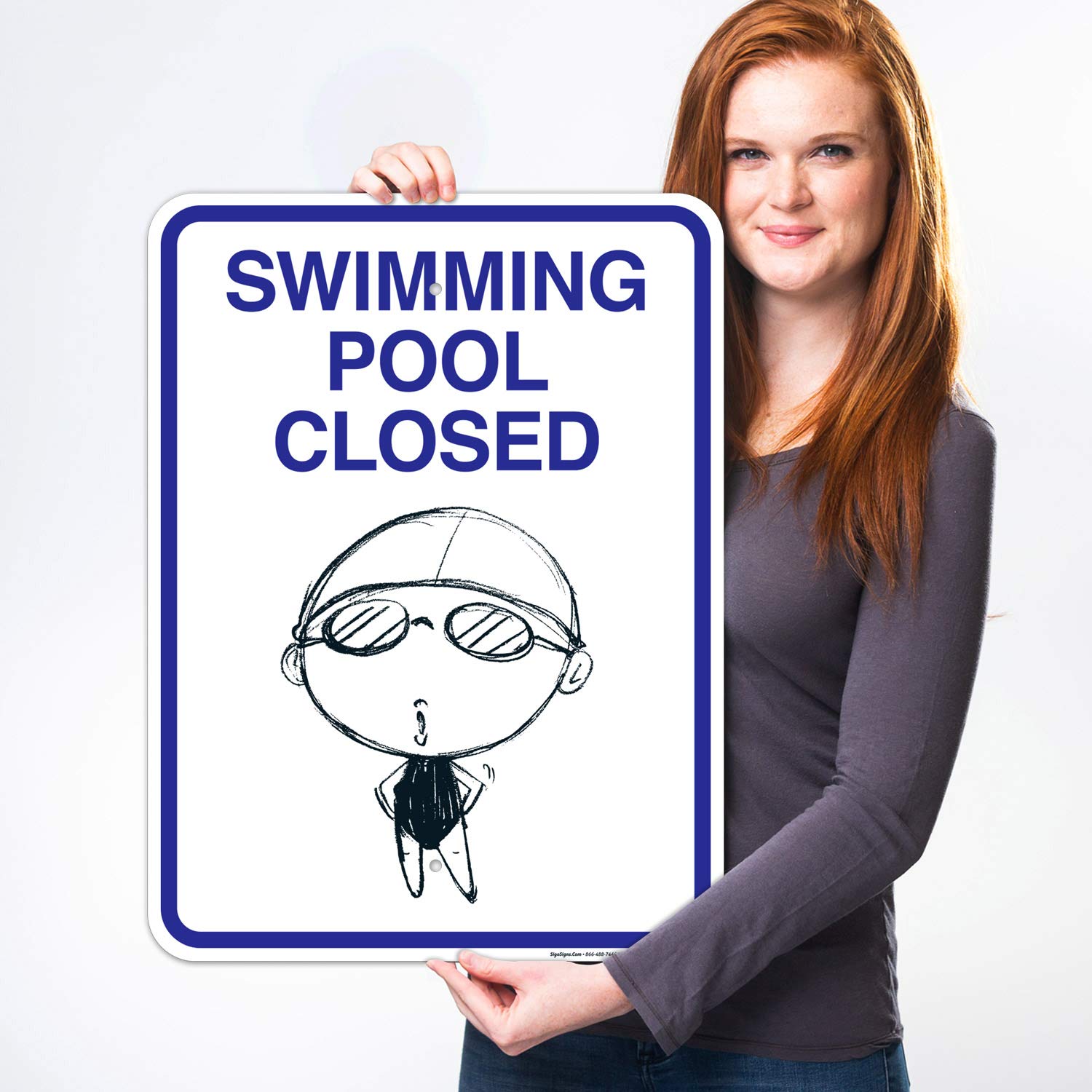 Pool Closed Sign - 18x24 Inches Rust-Free .063 Aluminum No Swimming Sign, Fade Resistant for Indoor/Outdoor Use - Ideal for Public Pools, Hotels, Water Parks & Community Centers, Made in USA