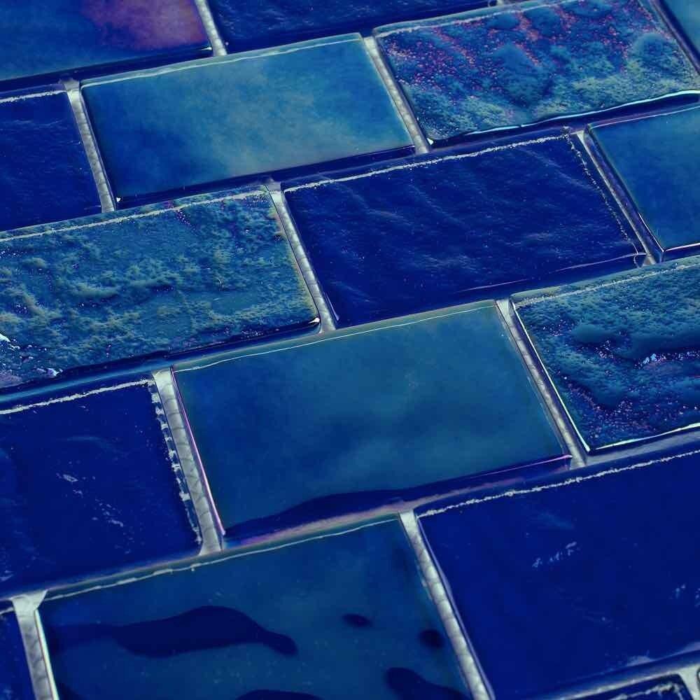 Iridescent Glass Tile - Cobalt Blue 2
