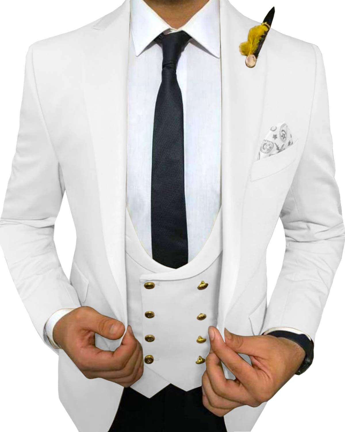 Men's 3 Piece Slim Fit Casual Suit Set - Blazer, Vest & Pants for Wedding, Groom, Bridegroom & Formal Occasions | Perfect for Business, Cocktail Parties & Special Events