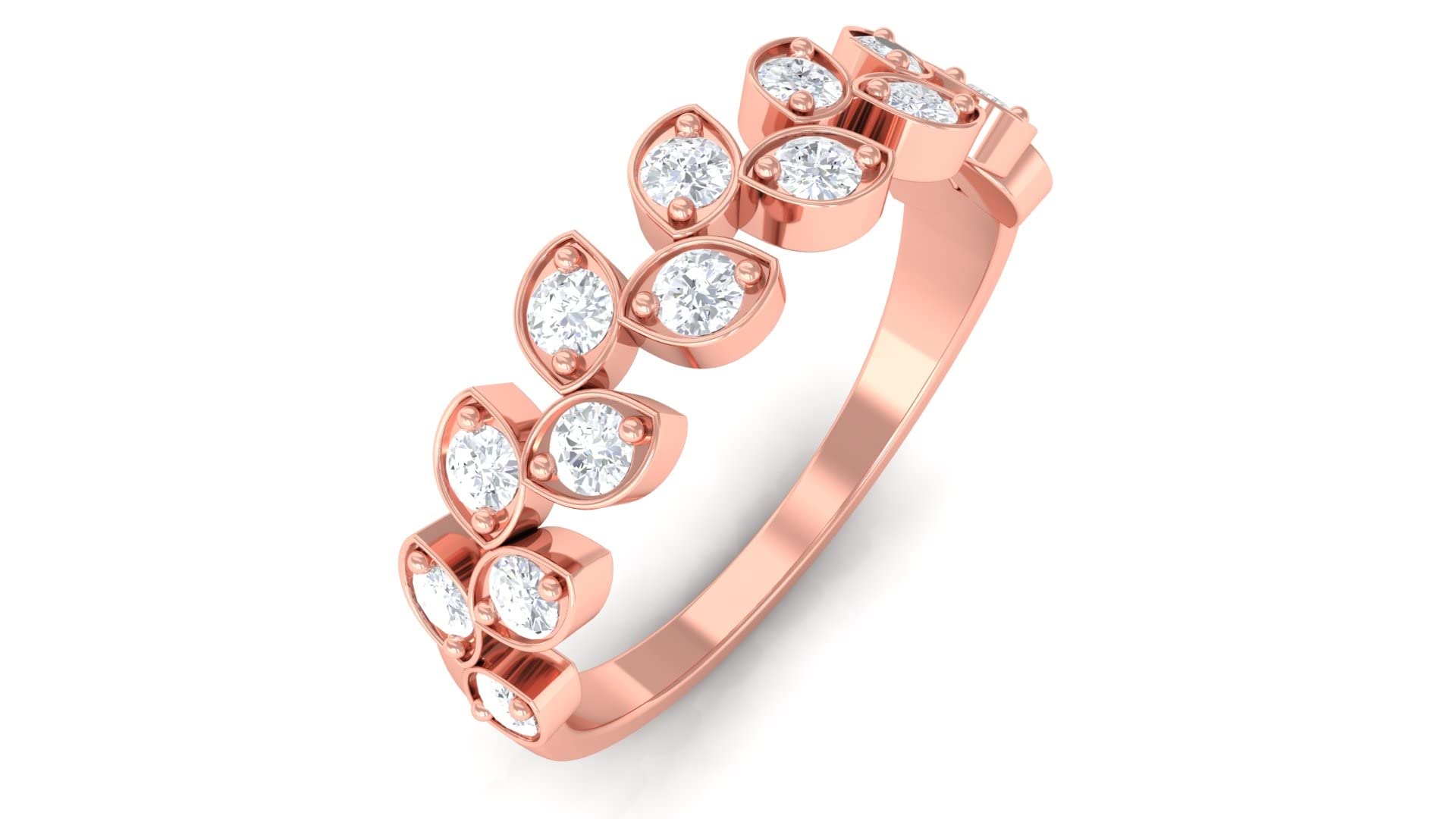 1/2 CT Diamond Half Eternity Ring for Women - 14K Solid Gold Wedding Band, Anniversary Gift, Engagement Ring - Perfect for Bridal Jewelry & Special Occasions
