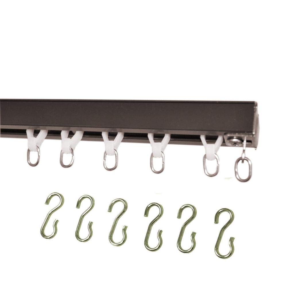 6' Bronze Ceiling Curtain Track Set with Smooth-Glide Wheeled Carriers & Durable Hooks - Perfect for Living Rooms, Bedrooms, and Home Theater Blackout Solutions