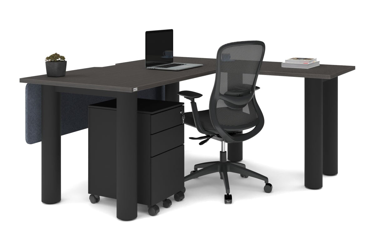 Premium L-Shaped Corner Office Desk with Quadro Cylinder Legs - 1600L x 1550W Workstation with Cable Management Scallop - Perfect for Home Office, Study Room & Small Business Workspace