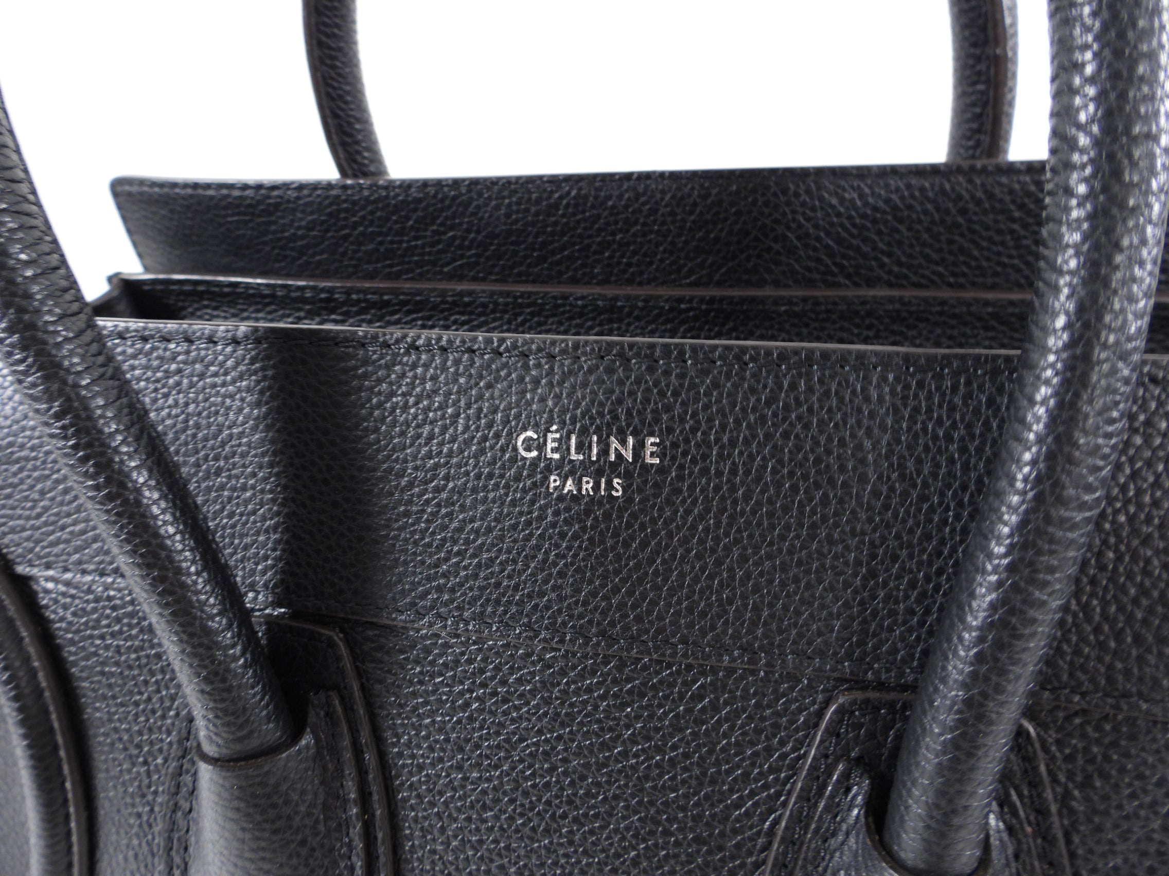 Celine Mini Luggage Tote Bag in Black Grained Leather - Stylish Crossbody Handbag for Women, Perfect for Work, Travel & Everyday Use