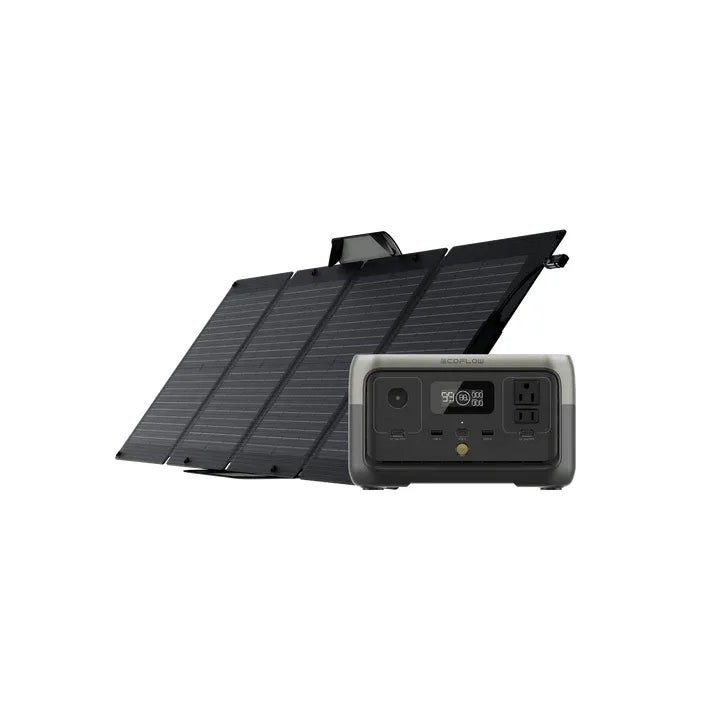 EcoFlow RIVER 2 Portable Power Station with 110W Solar Panel - Solar Generator for Camping, RV, Emergencies & Off-Grid Power