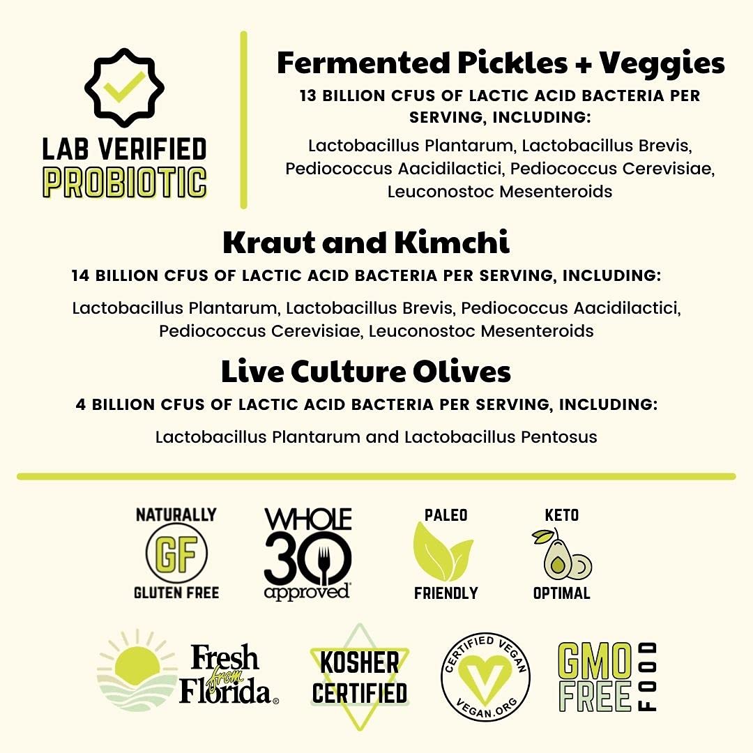 Live Culture Probiotic Mixed Olives 6-Pack - Butter Green Pitted Olives, Red Pepper & Garlic Stuffed Olives, Greek Olive Mix & Muffuletta Salad | Gut-Healthy Snack for Charcuterie Boards, Salads & Mediterranean Dishes