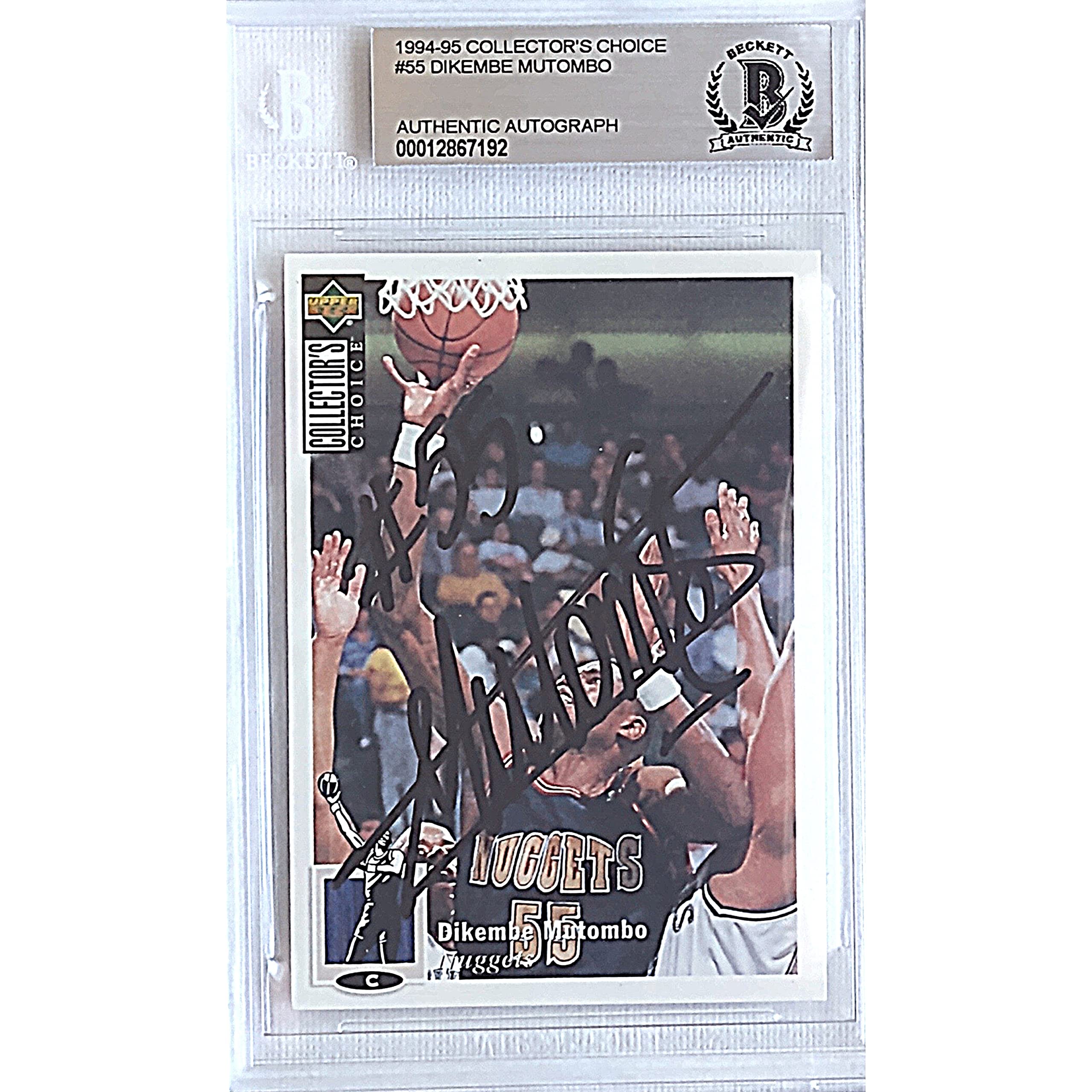Dikembe Mutombo Denver Nuggets Autographed 1994-1995 Upper Deck Basketball Card - Beckett BAS Certified - Perfect for NBA Memorabilia Collectors and Sports Fans Display