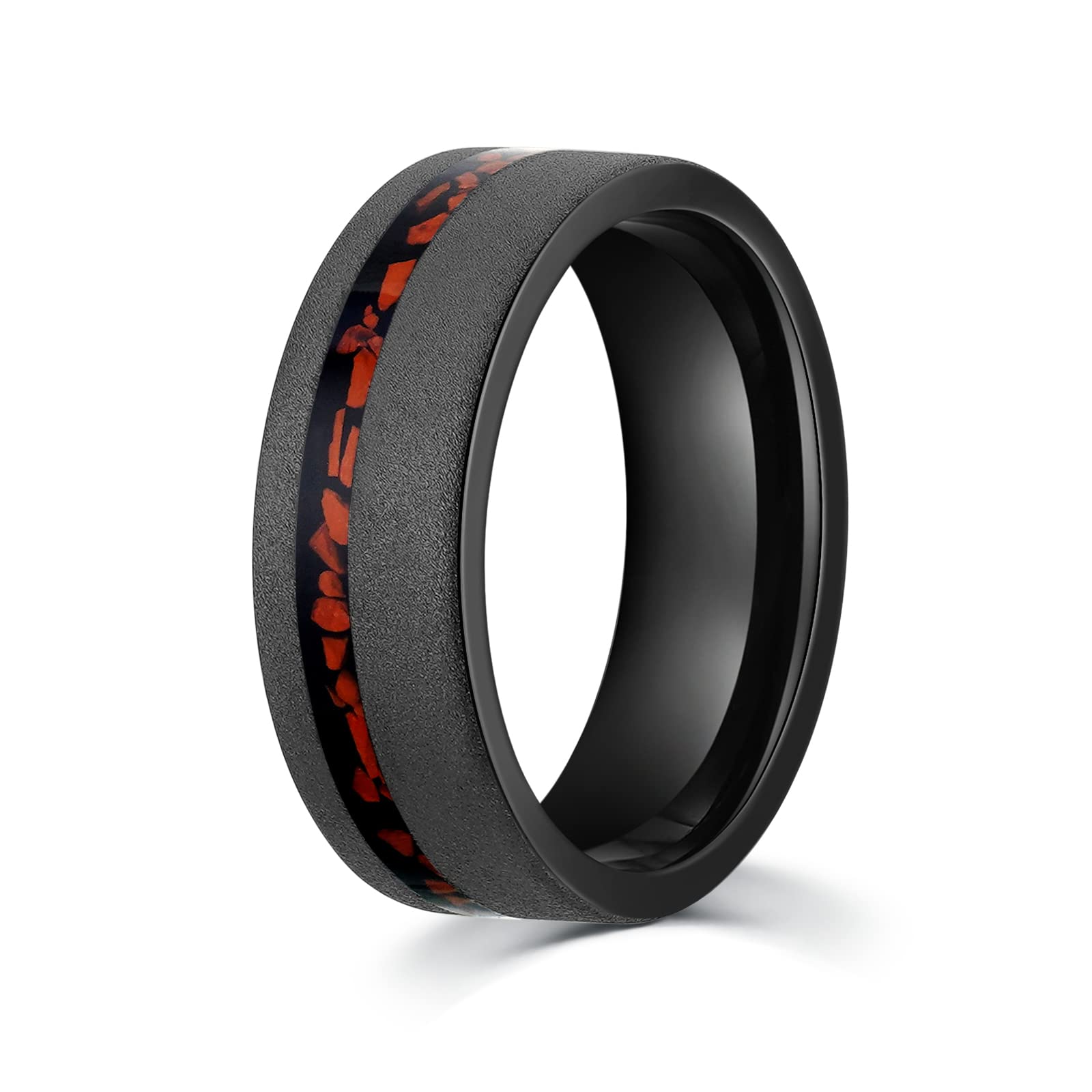 Dinosaur Bone Men's Wedding Ring - Sandblasted Black Tungsten Band, 8mm Comfort Fit, Durable & Hypoallergenic - Perfect for Weddings, Anniversaries & Unique Gifts