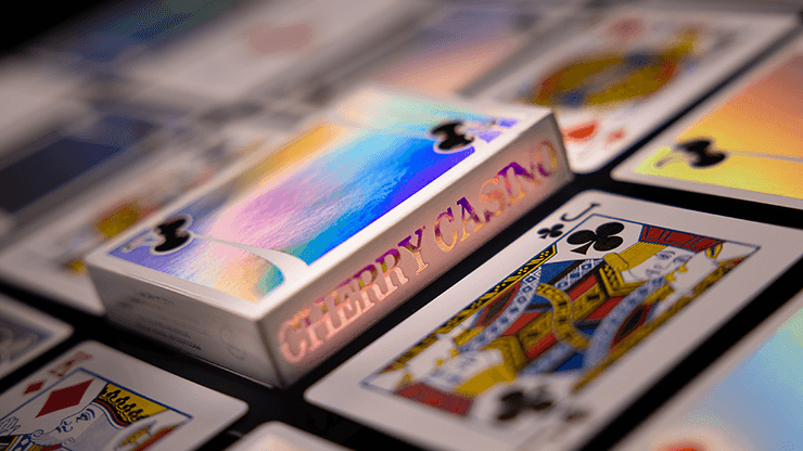 Premium Holographic Sands Mirage Cherry Casino Playing Cards - Waterproof & Durable for Poker, Magic Tricks, and Card Games