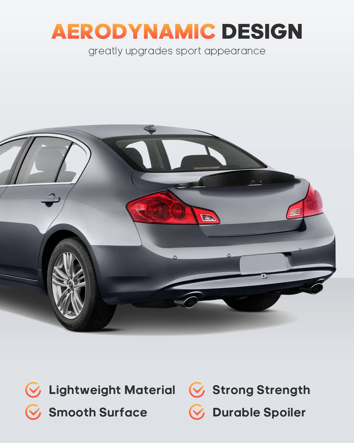 Carbon Fiber Car Spoiler Wing for 2007-2013 Infiniti G37 G25 Sedan - High Performance Trunk Lip Spoiler Body Kit - Enhances Aerodynamics & Sporty Style for Street Racing & Car Shows
