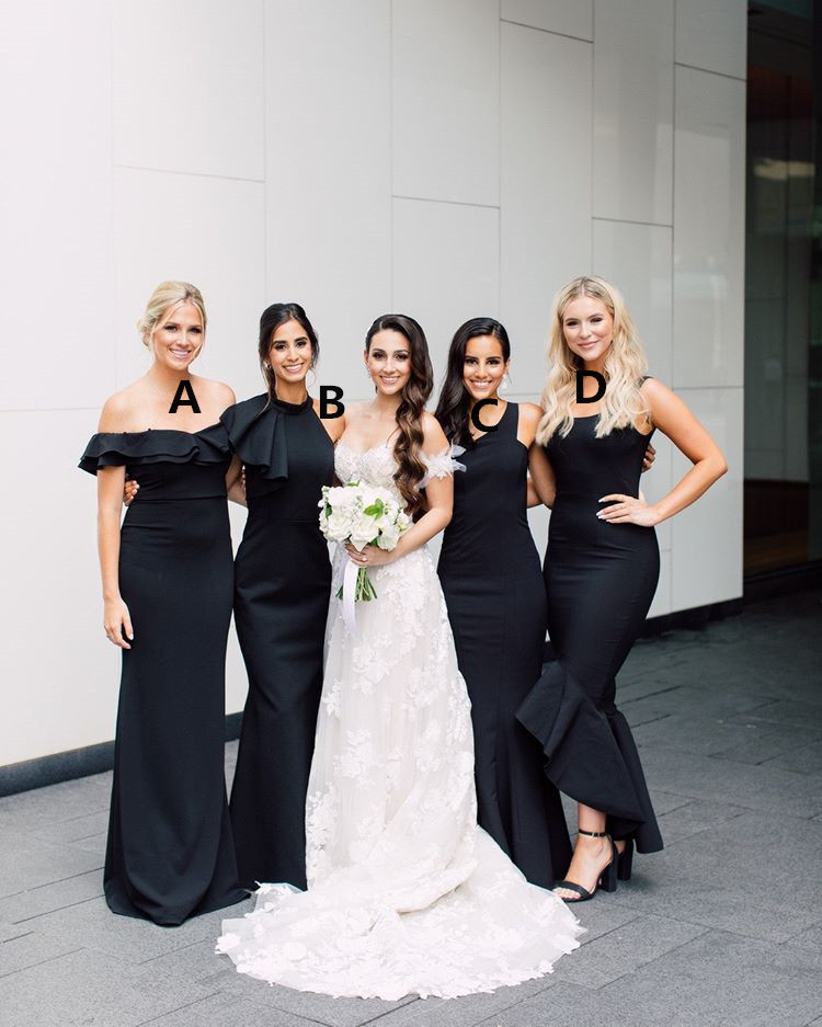 Elegant A-Line & Mermaid Satin Convertible Black Bridesmaid Dress - Perfect for Weddings, Prom & Formal Events