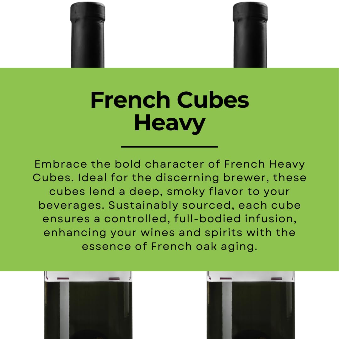 French Oak Cubes for Brewing & Aging - Heavy Toast 2 lbs - Perfect for Wine, Whiskey, Beer & Spirits - Home Brewing & Barrel Aging Alternative