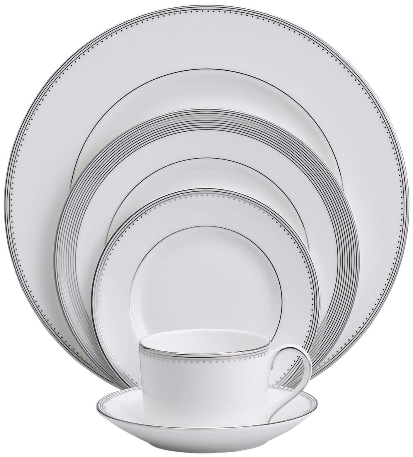 Wedgwood Grosgrain 16-Piece Dinner Set for 4, Elegant Bone China Tableware for Formal Dining & Entertaining - Perfect for Holiday Dinners, Wedding Gifts & Special Occasions