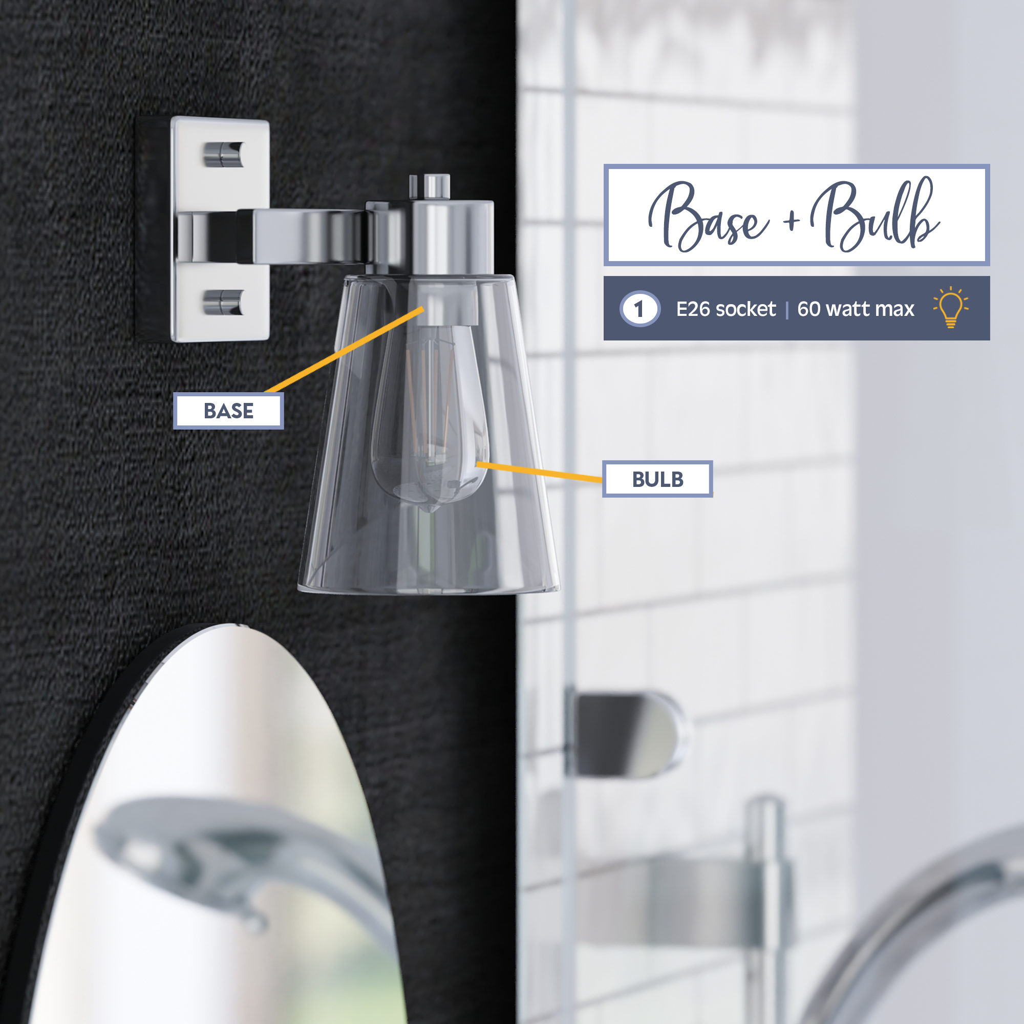 Fairendale Brushed Nickel Vanity Light with Clear Glass Shade - Perfect for Bathroom, Bedroom, and Dressing Room Lighting