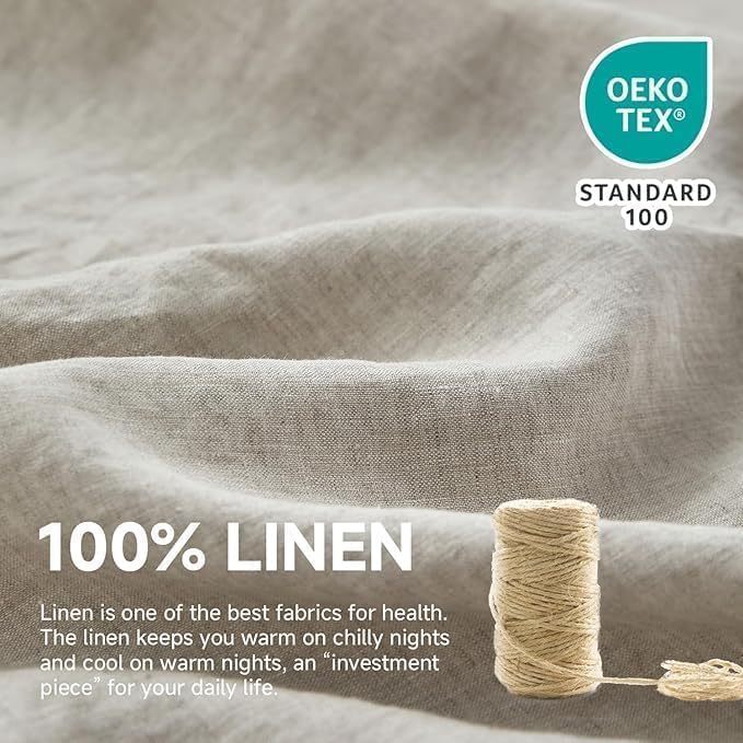 Premium 100% French Linen Sheet Set Twin Size - 3 Piece Natural Breathable Bedding for All Seasons | Soft, Durable & Hypoallergenic | Perfect for Hot Sleepers, Guest Rooms & Eco-Friendly Homes