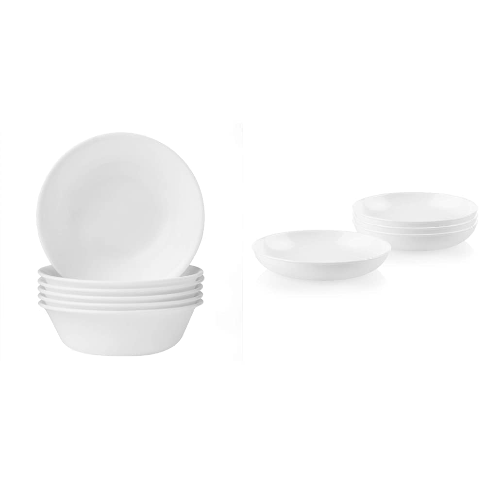 Corelle 6-Piece Cereal Bowl Set with 6 Versatile Versa Bowls - Perfect for Breakfast, Snacks, and Meal Prep | Durable & Stackable Dishware for Home & Restaurant Use