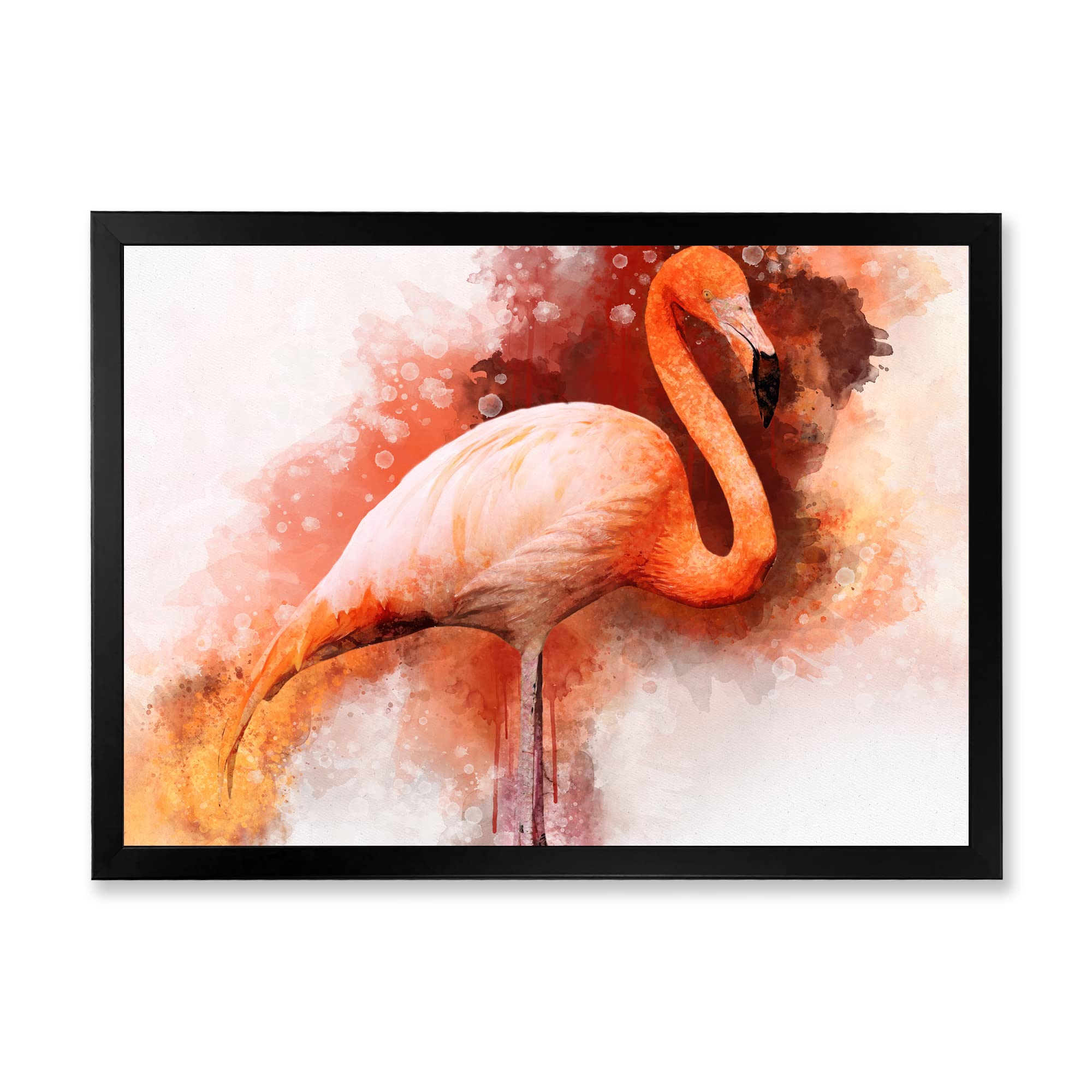 Farmhouse Framed Wall Art - Pink Flamingo II Portrait by DesignQ | Elegant Home Decor for Living Room, Bedroom & Office