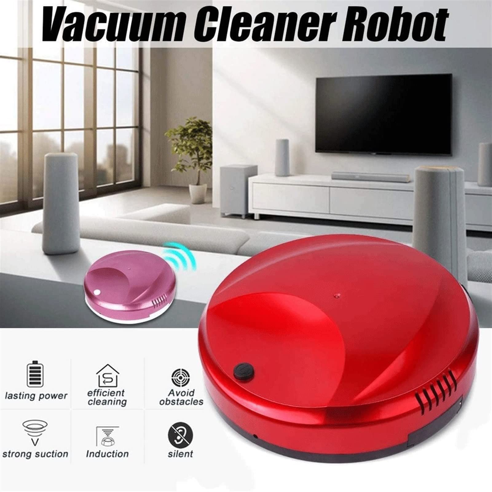 Smart Self-Charging Robot Vacuum Cleaner - Ultra Quiet, Auto Cleaning for Hardwood Floors, Carpets & Pet Hair - Perfect for Home, Office & Pet Owners (Black)
