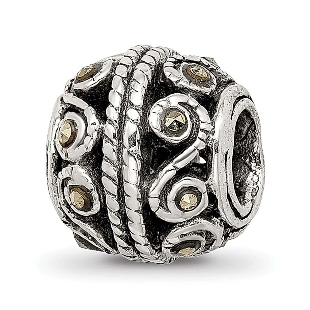 925 Sterling Silver Marcasite Charm Bead for Bracelet - Women's Crystal Jewelry Gift for Her - Perfect for Birthdays & Anniversaries