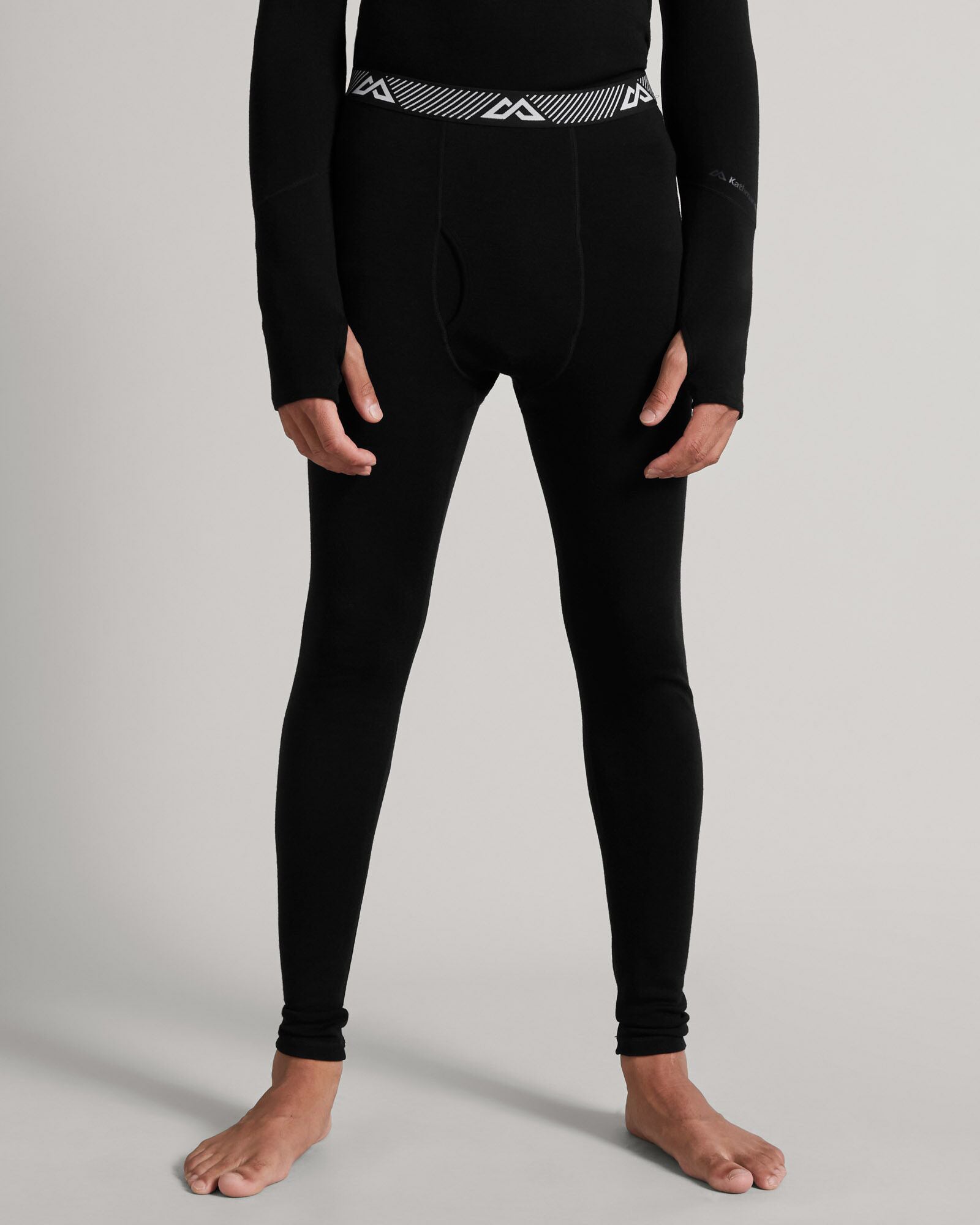 Premium KMD Merino Wool Base Layer Long John Pants for Men - Black | Warm Thermal Underwear for Winter Sports, Hiking & Cold Weather Activities