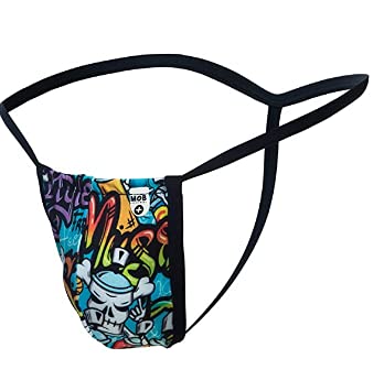 MALEBASICS MOB Print G-String Thong Underwear for Men - XL Size, Music Design - Perfect for Dance, Cosplay & Sensual Wear