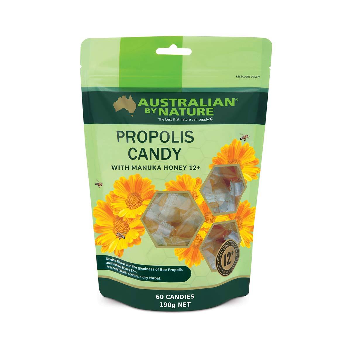 Australian By Nature Propolis Candy with Manuka Honey - Natural Immune Support & Sore Throat Relief - Perfect for Travel, Work & Daily Wellness